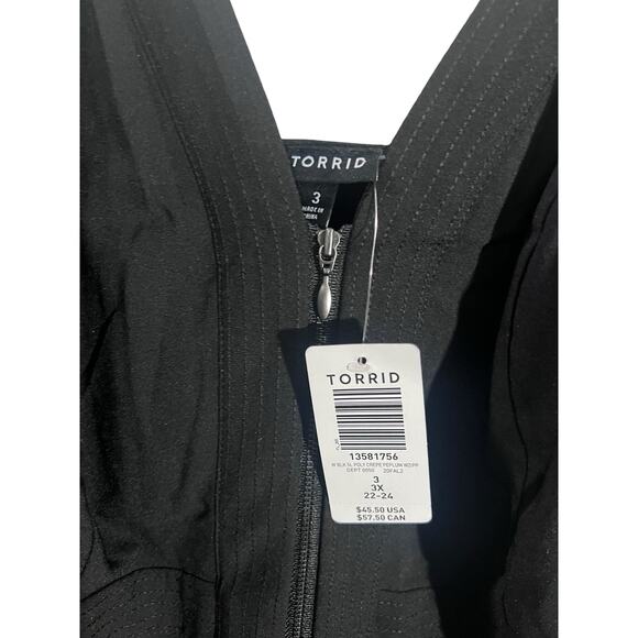 NWT Torrid Peplum Crepe Zip-Front Top 3 3X 22-24 - Picture 5 of 8